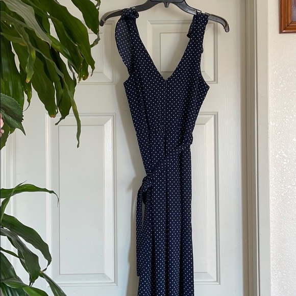 Blue & white polka dot jumpsuit - Picture 5 of 7